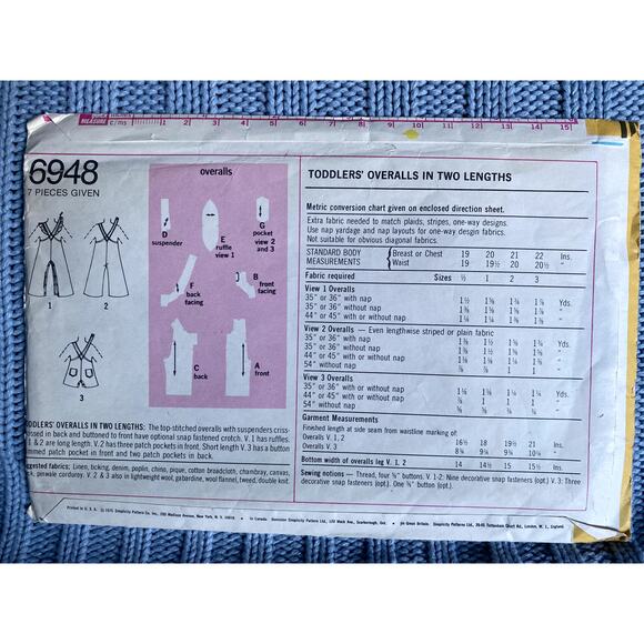 Simplicity Sewing pattern 6948 kids romper jumper overall size 2 - Picture 3 of 5